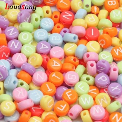 4*7mm Candy Color Mixed Letter Acrylic Beads Round Flat Alphabet Spacer Beads For jewelry Making Diy Handmade Necklace Bracelet