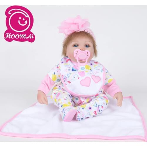 45CM Hot Sale Bebe Reborn Baby Doll 18" Lovely Soft Silicone Cloth Body Realistic Fashion Doll Newborn Toy Kids Birthday Gifts