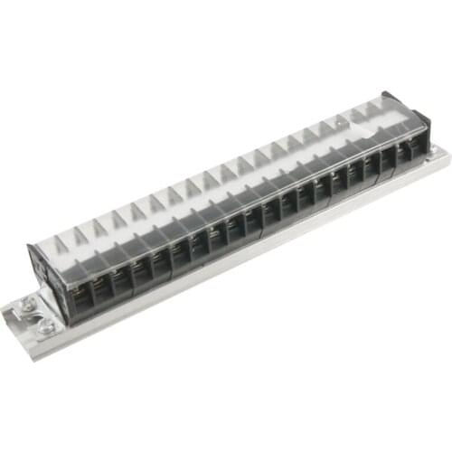 660V 15A Aluminum DIN Rail Base 20 Position Screw Terminal Barrier Strip