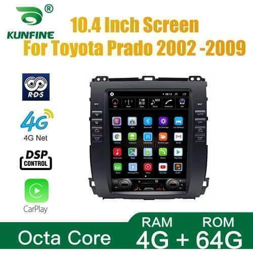 Tesla Style For Toyota Prado 2002-2009Car Stereo Radio Octa Core 4GB RAM 64GM ROM Android 10.0 Car DVD GPS Player Deckless