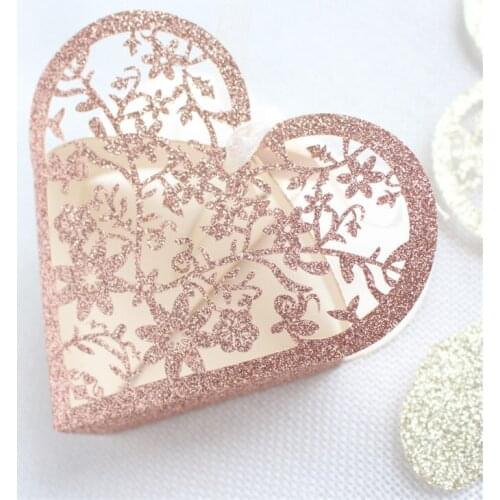 Glittery candy box for event party floral laser cutting wedding supply 100pcs/lot