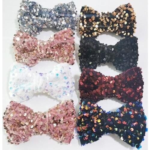Shinning Sequin Hair Bows Women Girls Hair Clip Accessories Full Sequins Velvet Fabric Big Chunky Bows Hairgrip