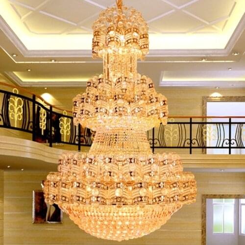 Big Long American Golden K9 Crystal Chandelier LED Light Home Hotel Indoor Shining Crystal Chandeliers Lights Fixture Dia100cm