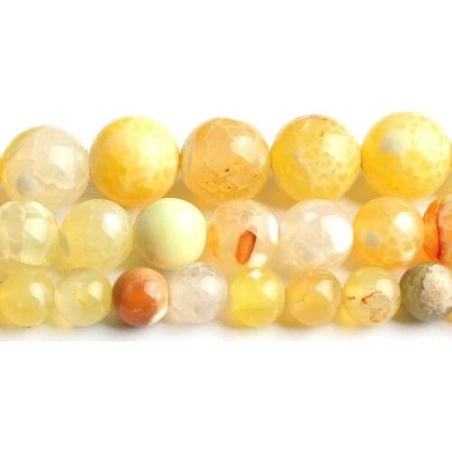 6/8/10mm Yellow Dragon Vein Fire Agates Onyx Stone Beads Round Loose Beads For Accessories Jewellery Making Bracelet 15''/strand