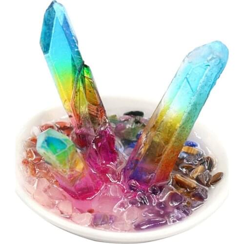 Colorful Crystal Column Ring Tray Jewelry Storage Display Rack Tray Ornaments Electroplating Crafts