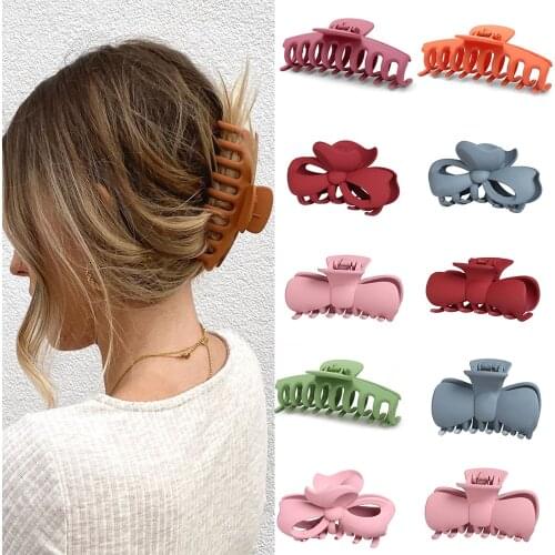 Fashion 3Pc Korean Solid Color Big Hair Claws Elegant Acrylic Hair Clips Hairpins Headwear for Women Girls Hair Accessories