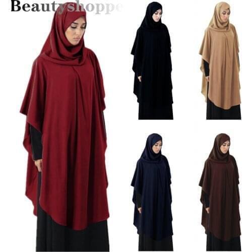 Muslim Women Hijab Overhead Large Prayer Dress Niquab Long Scarf Khimar Islamic Jilbab Burka Full Cover Clothing Ramadan Arab