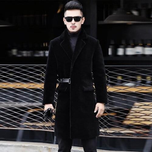 Mens Winter Jacket 2020 Real Sheep Shearling Fur Coat Plus Size Long Slim Wool Coats Blazer Mens Clothing Veste Homme 6857 YY685