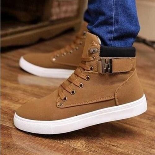 2020 Men Shoes Fashion Warm Fur Winter Men Boots Autumn Leather Footwear for Man New High Top Canvas Casual Shoes