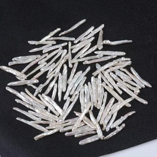Natural white biwa pearl irregular Shape Loose Freshwater PearlBeads