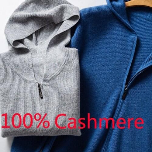 New Arrival High Quality Autumn Winter Men Cashmere Cardigan Zipper Hooded Thickened Computer Knitted Casual Coat Size S-3XL