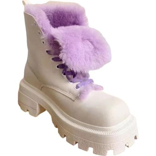 New Winter Boots Women Square Toe Short Plush Ankle Boots Women Platform Thickened Boots Female Women Shoes Botas De Mujer 2020