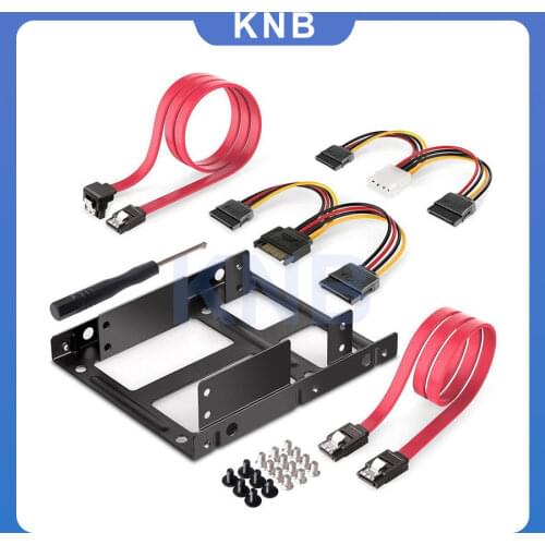 New 2.5 inch to 3.5 inch External HDD SSD Metal Mounting Kit Adapter Bracket with SATA Data Power Cables Screws