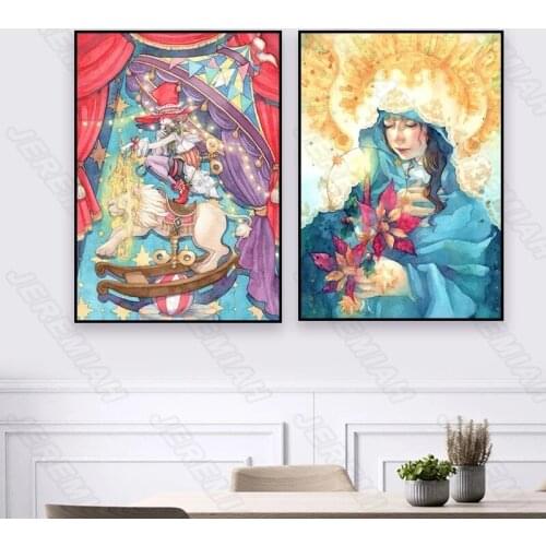 Japanese Anime Girl Poster Nordic Style Waterproof Ink Painting Print Painting Modern Living Room Bedroom Wall Stickers