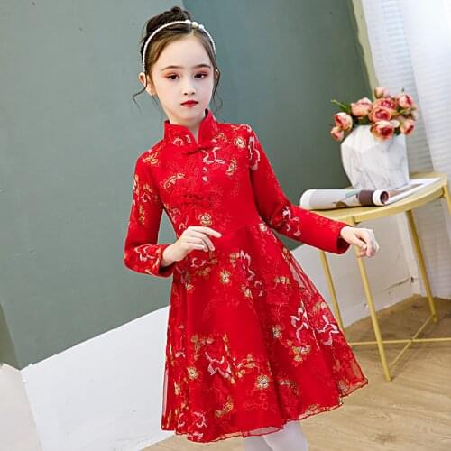Flower Girl Dresses Princess Lace Embroidery New Years Dress holiday performance dress girl Christmas party banquet dress