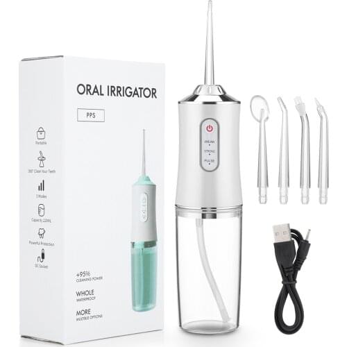 Oral Irrigator USB Rechargeable Water Flosser Portable Dental Water Jet for Teeth Cleaner 200ML Water Tank Waterproof 3 Modes