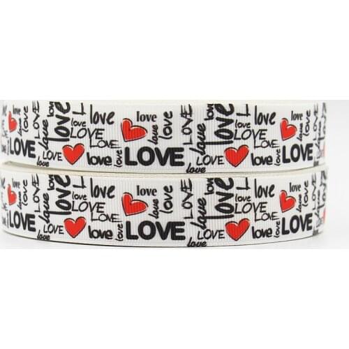 Q&N ribbon 7/8inch 22mm 161112006 heart printed grosgrain ribbon webbing 50yards/roll for hair tie free shipping