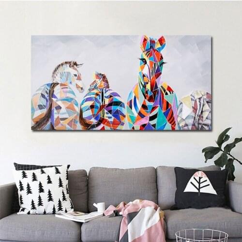 Modern Painting Canvas Colorful Zebra Wall Art Painting Nordic Home Decor Watercolor Full Colour Animal For Living Room Kids
