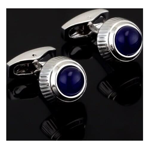 Luxury shirt Blue crystal silvery Cufflinks brand Hipster Cufflinks For Men Gift for Husband Gift for High Quality Men Gift