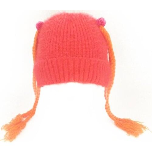 Hat for children Winter baby Kids Boys Girsl Knitted double pompom Crochet Ear Beanie Warm Wool children cap bonnet russian Hat