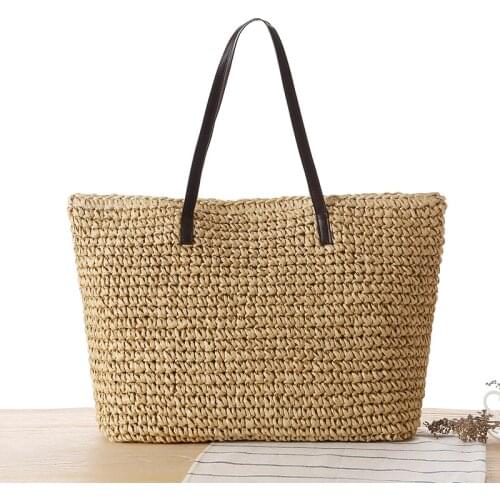 49x32CM Casual Natural Style Straw Bag Simple One-shoulder Woven Bag Summer Vacation Beach Bag Casual Women a7164