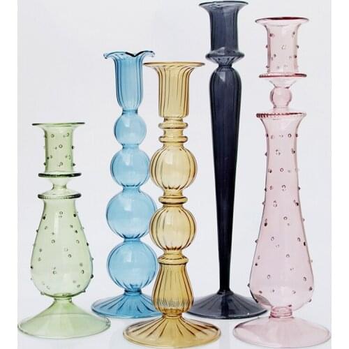 Glass Candle Holder For Wedding Decorations Candlestick Romantic Candelabros Nordic Candle Stand Candle Holders Glass