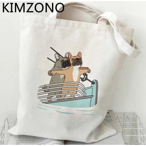 French Bulldog shopping bag shopping canvas cotton reusable recycle bag bag bolsas ecologicas sacola bolsa compra custom