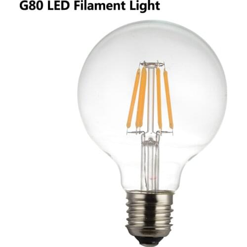 Edison Led Filament Bulb G80 Big Global light bulb 2W 4W 6W 8W filament bulb E27 clear glass indoor lamp AC220V 240V