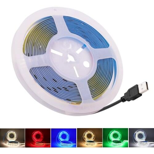 COB LED Lights Strip USB DC5V 1M 2M 3M 4M 5M Flexible Lamp Tape Diode 320 LEDs High Density TV Background Lighting luces LED