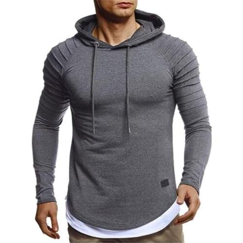 Mens Sweatshirt Long Sleeve Autumn Spring Casual Hoodies Top Boy Blouse Tracksuits Solid Color Sweatshirts Hoodies Black Gray