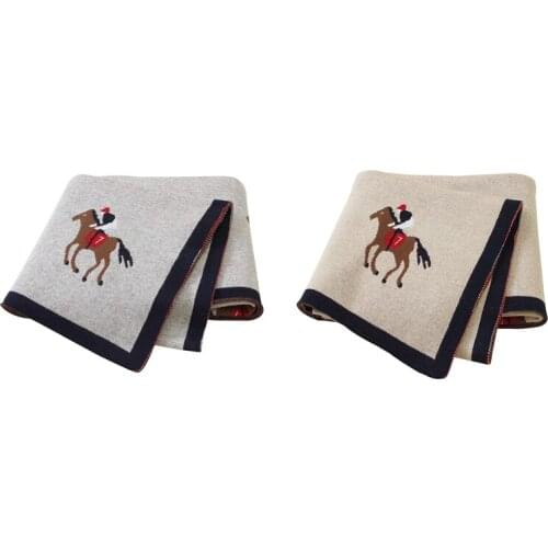 Knitted Baby Cartoon Horse Blankets Newborn Bedsheet Stroller Accessories Kids Bath Swaddle Wrap Infantil Bedding