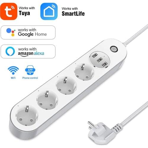 110-220V Tuya Smart Power Strip Extension Cord USB Charging Port Smart Home Control Works With Alexa Google Home Assistant