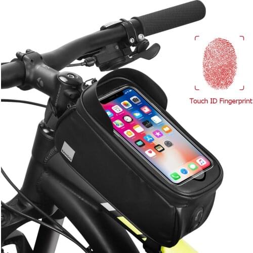 Roswheel Sahoo 122053 Cycling Bicycle Waterproof Touchscreen Front Frame Top Tube Bike 6.5in Cell Mobile Phone Bag Pannier Pack
