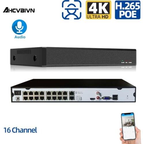 12V 5A Hi3536C XMeye Surveillance Video Recorder Face Detection H.265+ 8MP 4K 16CH 16 Channel Max 4TB SATA Onvif CCTV NVR DVR