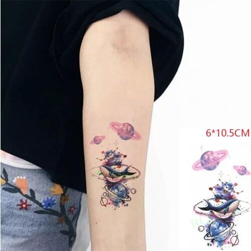 Waterproof Temporary Tattoo Sticker ins Whale planet colorful dreamy childrent Flash Tatoo Fake Tatto for Woman Men