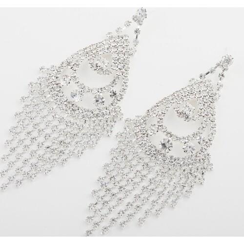 YFJEWE New Fashion Jewelry Full Rhinestone Earrings Silver Color Crystal Long Drop Earrings For Women Earrings E500