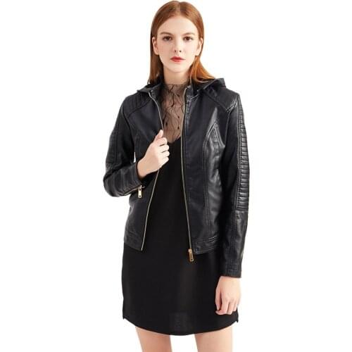 Women Oversized PU Leather Jacket 2021 Spring Autumn Black Faux Leather Basic Coat Turn-down Collar Motor Biker Jackets