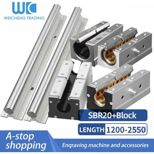 1/2 PC Linear Guide SBR20 Lengthened Copper Sleeve Plus Dustproof Lengthened Dustproof Slide Rail Combination 1200-2550MM