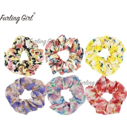 Furling Girl 1PC Sakura Hair Scrunchies Cherry Blossom Elastic Hair Floral Hair Ponytail Holder for Women Hair Accessories