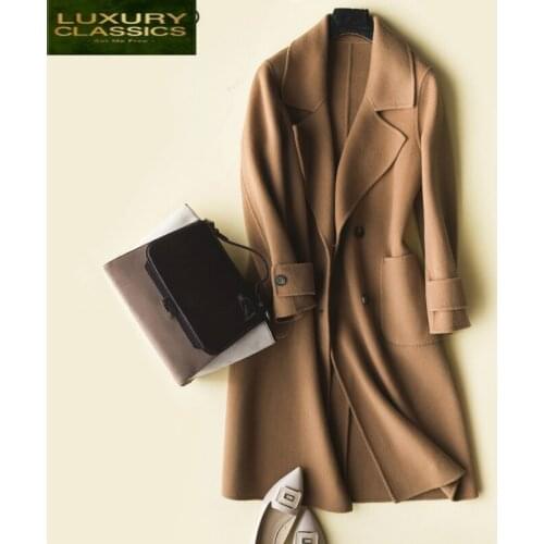 100% Women Winter Jacket Wool Coat Female Sided Woolen Overcoat Double Breasted Outwear Clothes 2021 Spring Coats LWL1415