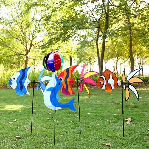 3D Dolphin&fish Animal Windmill Wind Spinner Home Garden Yard Decoration Kids Toy