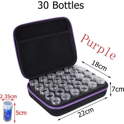 5D Diamond Painting Storage Box 30/60-Slot Diamond Painting Accessories Tools Jewelry Beads Storage Container Jar Zippered Case