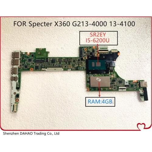 828827-501 828827-601 DAY0DDMBAE0 for HP Specter X360 13-4000 G2 13-4100 13-4102TU Laptop motherboard With i5-6200u And 4GB RAM