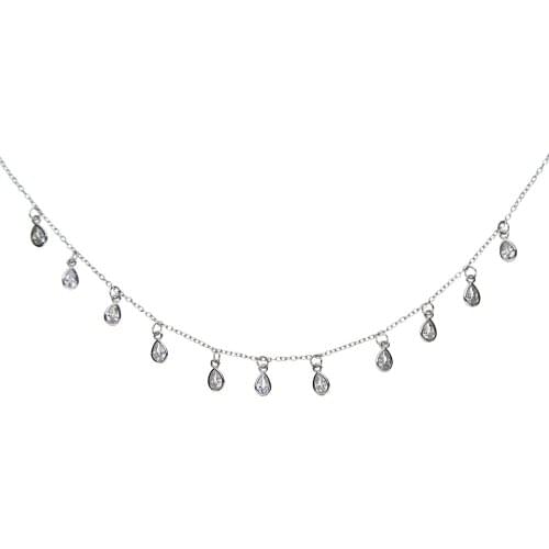 Double Cubic Zirconia Chain Necklaces & Pendants white Gold Color Fashion Crystal Wedding Jewelry For Women water drop necklace