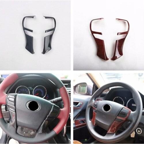 Free Shipping 2pcs/lot ABS Carbon fiber grain steering wheel decoration cover for 2010-2016 Toyota REIZ