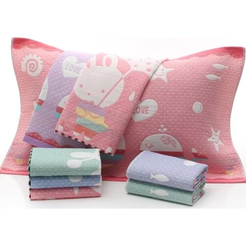 Household Bedroom Pure cotton Pillow Towel Thick Comfortable Three-layer Gauze Pillow Towel Bed Decoration Pillowcase Bedding