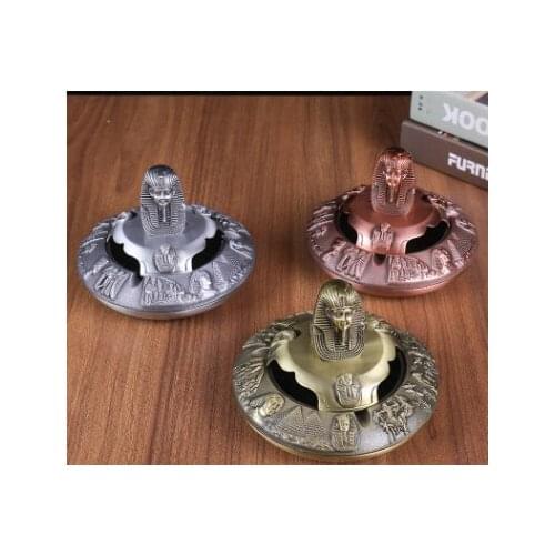European style creative personality with cover Egyptian Pharaon zinc alloy handicraft metal retro ashtray gift