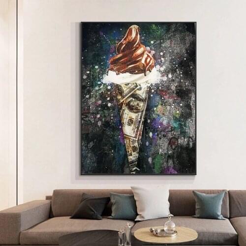 Graffiti Funny Art Dollor On a Torch Canvas Paintings Bankys Wall Art Posters and Picture Prints For Living Room