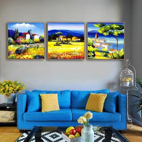 Village Outdoor Scenery Picture Home Decor Nordic Minimalist Posters and Prints Wall Art Landscape Canvas Painting for Bedroom