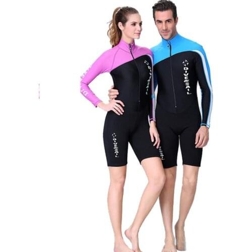 1.5 MM with thick warm conjoined sunscreen diving suit men and women Long sleeve shorts bathing suit Surfing snorkeling suit
